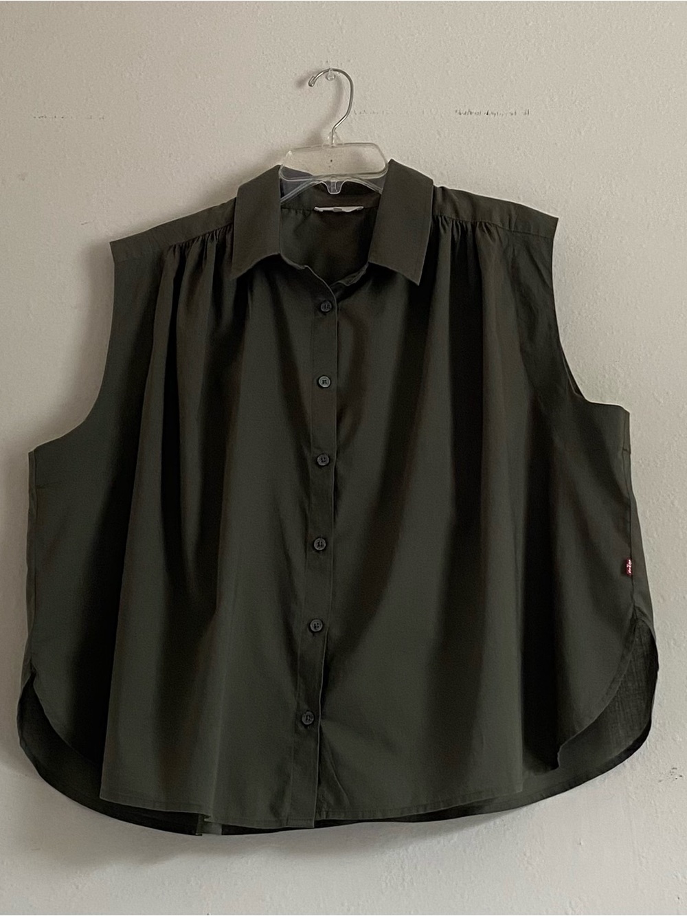 Levi's Olive Green Sleeveless Button-Down Shirt XL Plus